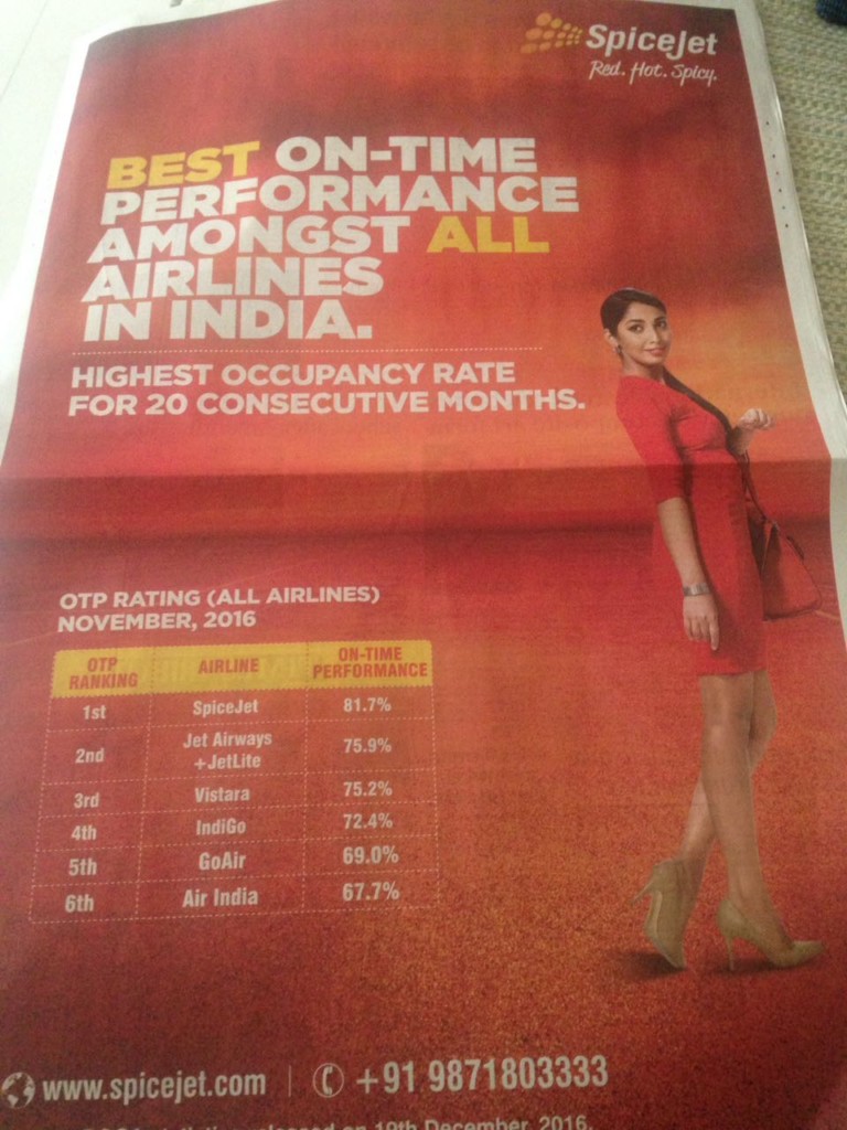 SpiceJet Ad - On-Time Performance Lie