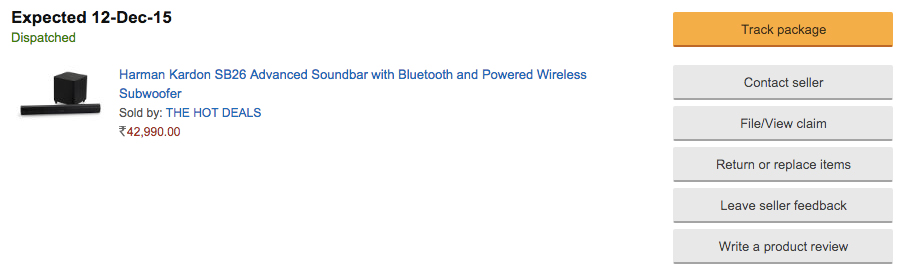 Harman Kardon Soundbar purchased on Amazon.in